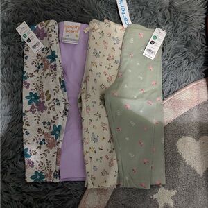 NWT Set of Four Baby Leggings with Floral and Butterfly Patterns